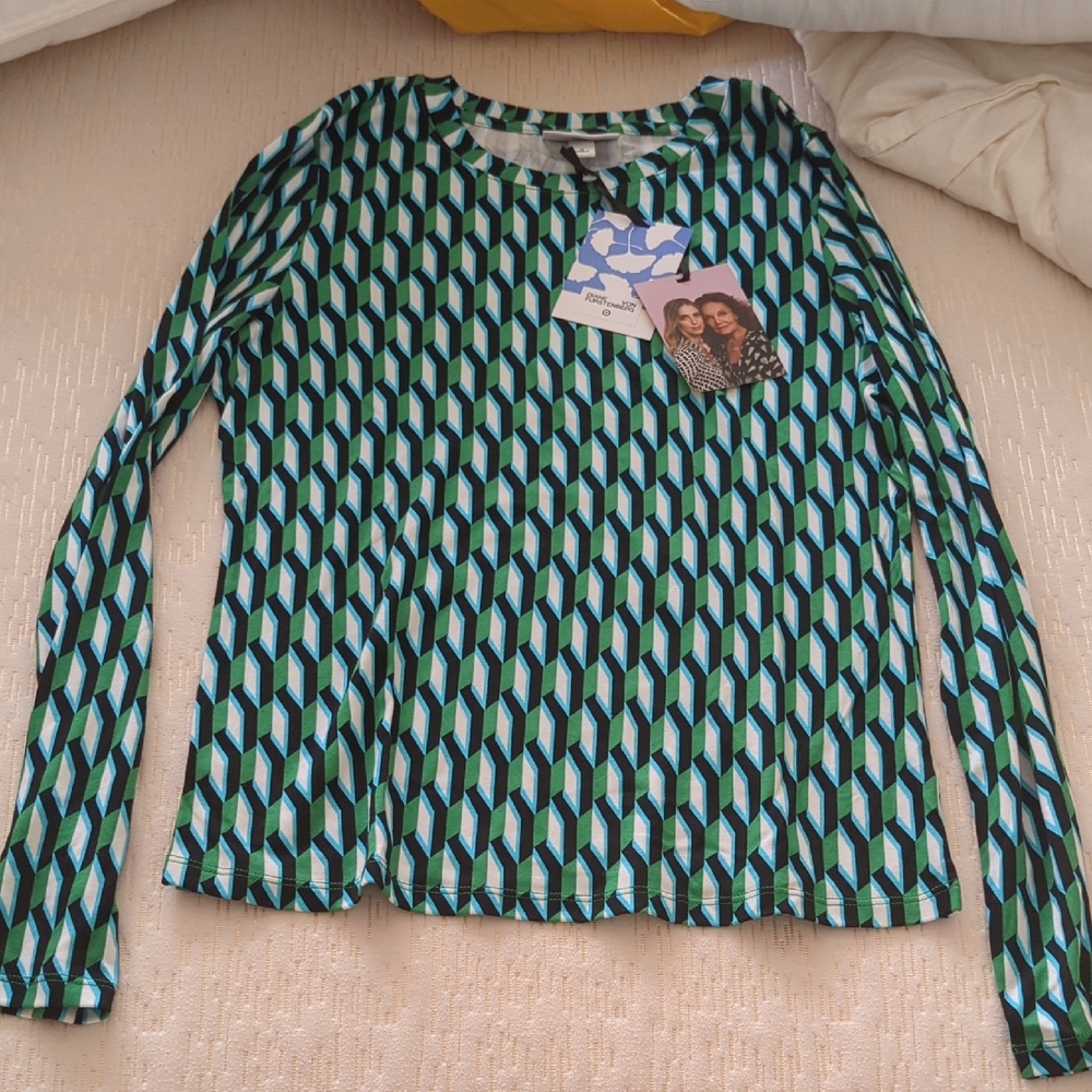 DVF for Target Geometric Green and Blue Women's Top
